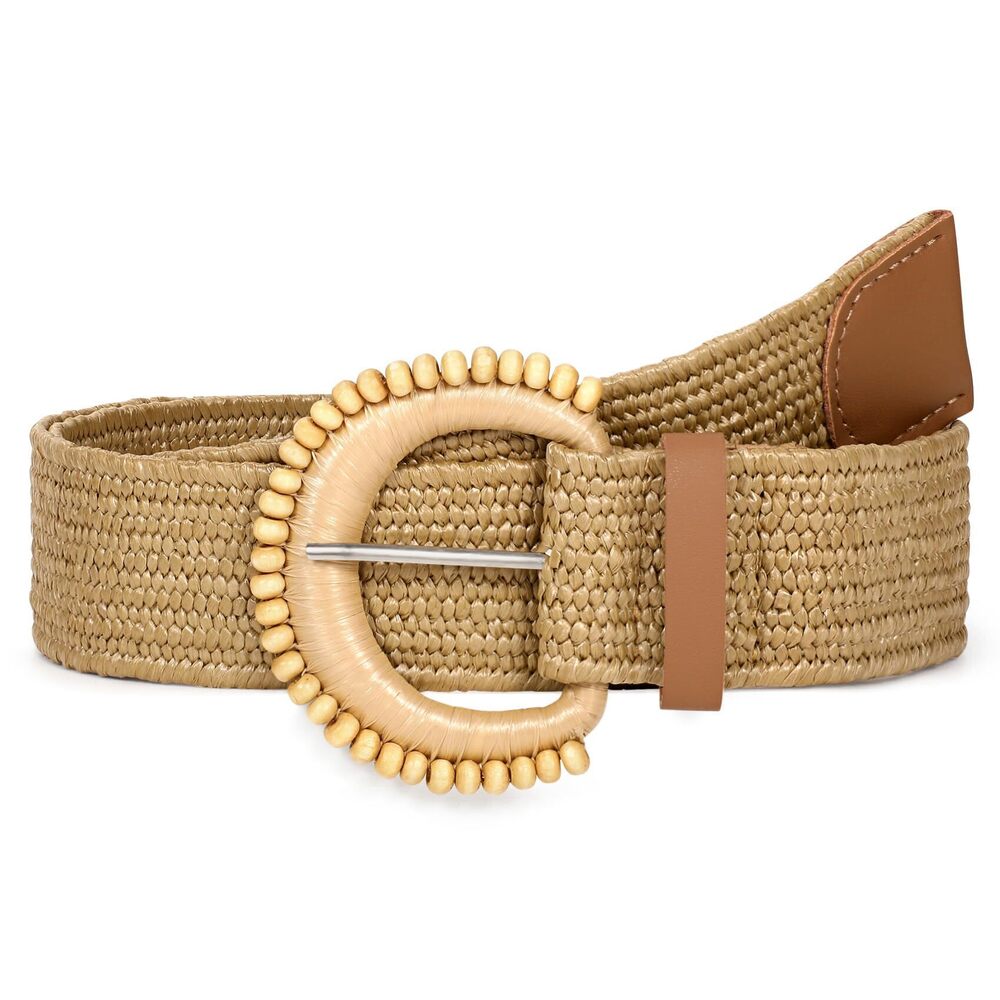 1689 Straw Woven Elastic Belt For Women Stretchy Belts Dress Fashion Boho